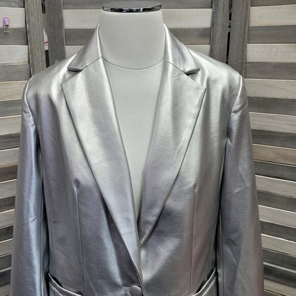 Women's Button Up Faux Leather Blazer Jacket | a new day | X Small - Picture 5 of 12